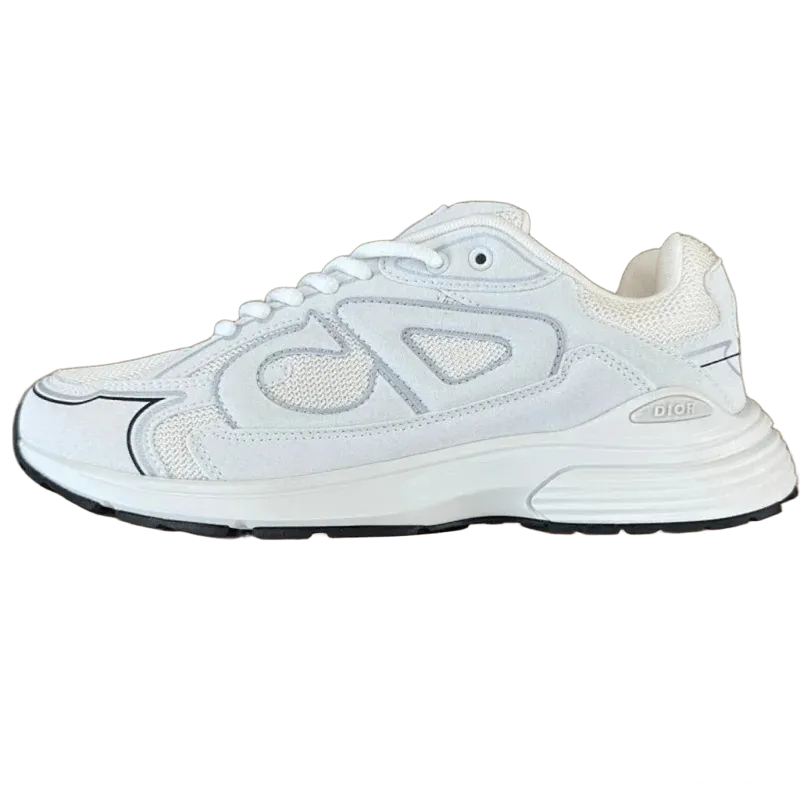Dior White Mesh Suede Unisex Sneakers | Classic Comfort