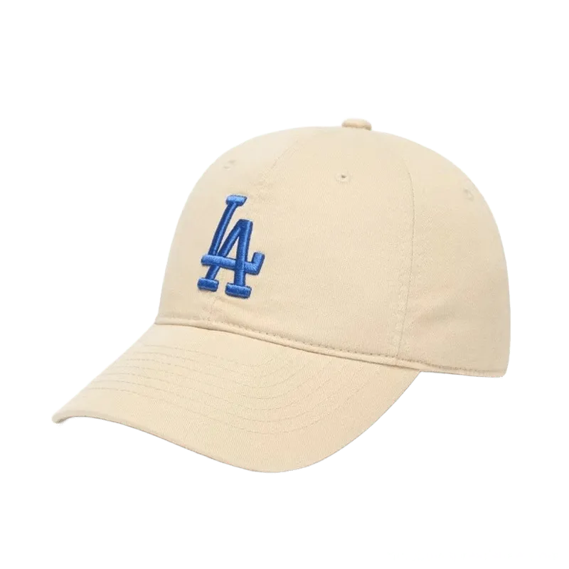 MLB Dodgers Beige Cotton Baseball Cap, Unisex Streetwear Hat
