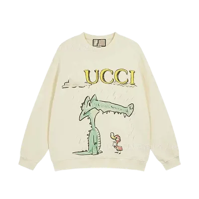 Gucci Beige Cartoon Hoodie: Unisex Casual Fashion