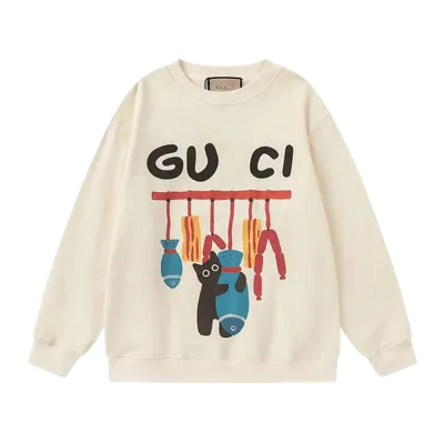 Gucci Beige Cartoon Hoodie: Unisex Graphic Pullover
