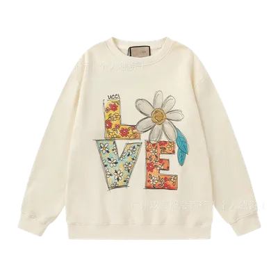 Gucci Floral Hoodie: White Cotton Unisex Winter Sweatshirt