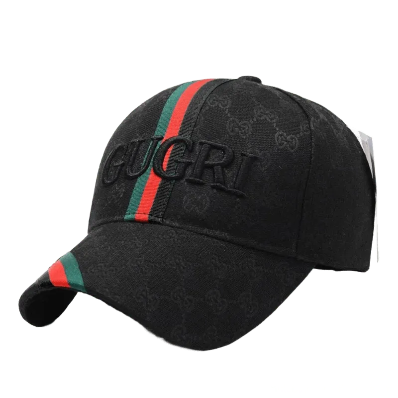 Gucci GG Black Baseball Cap Red Green Stripe Unisex Hat
