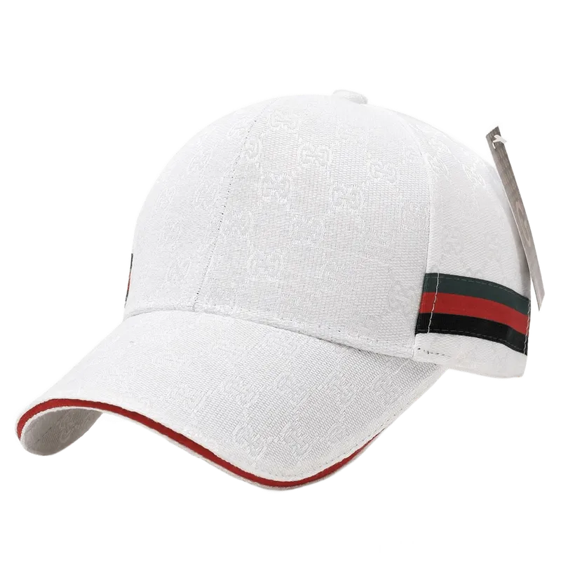 Gucci GG Print Baseball Cap: White, Red-Green Stripe Hat