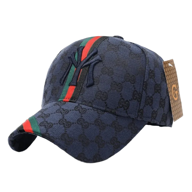 Gucci Navy Baseball Cap: Retro Unisex GG Logo Sun Hat