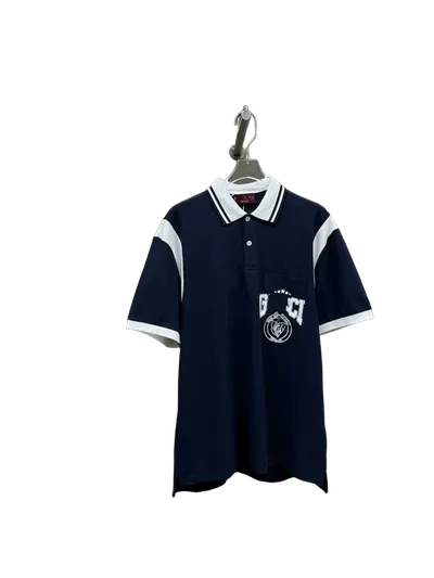 Gucci Navy Cotton Polo Shirt: Iconic Logo, Breathable
