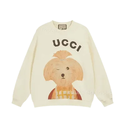 Gucci Off-White Hoodie with Puppy Print