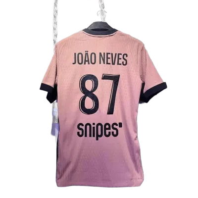 João Neves 87 Pink Football Jersey - Moisture Wicking