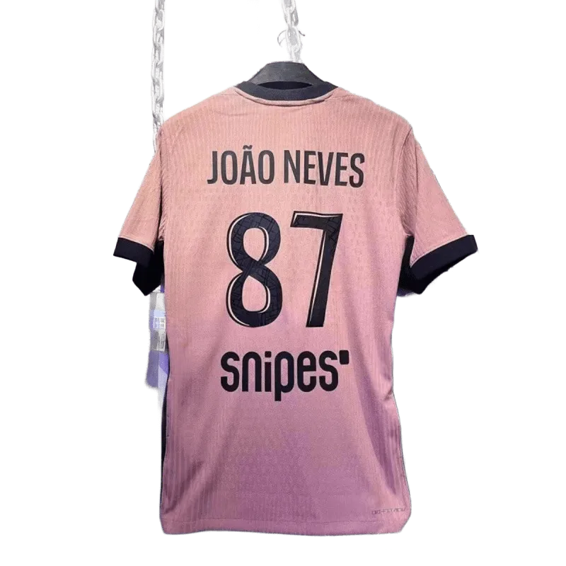 João Neves 87 Pink Football Jersey - Moisture Wicking