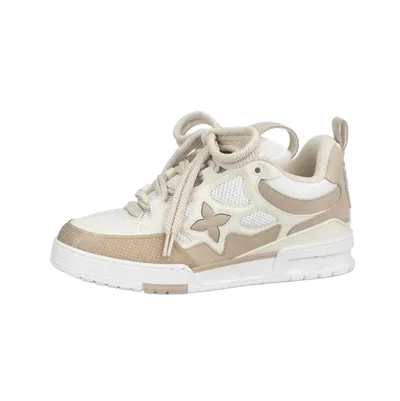 Louis Vuitton Beige Mesh Leather Sneakers with Star Motif