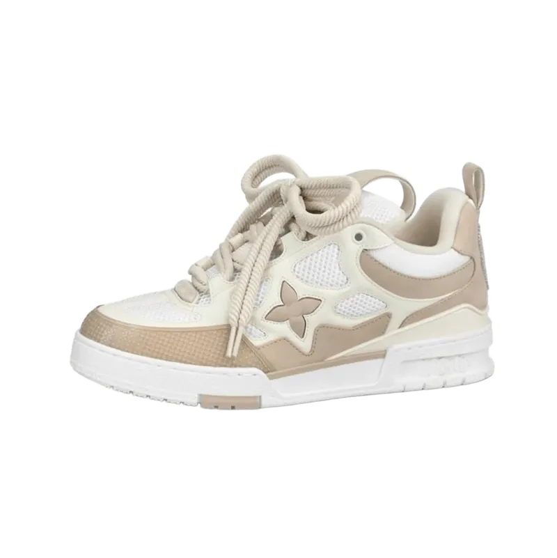 Louis Vuitton Beige Mesh Leather Sneakers with Star Motif