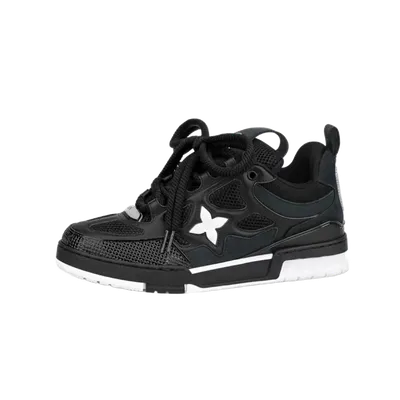 Louis Vuitton Black Leather Quatrefoil Sneakers Unisex