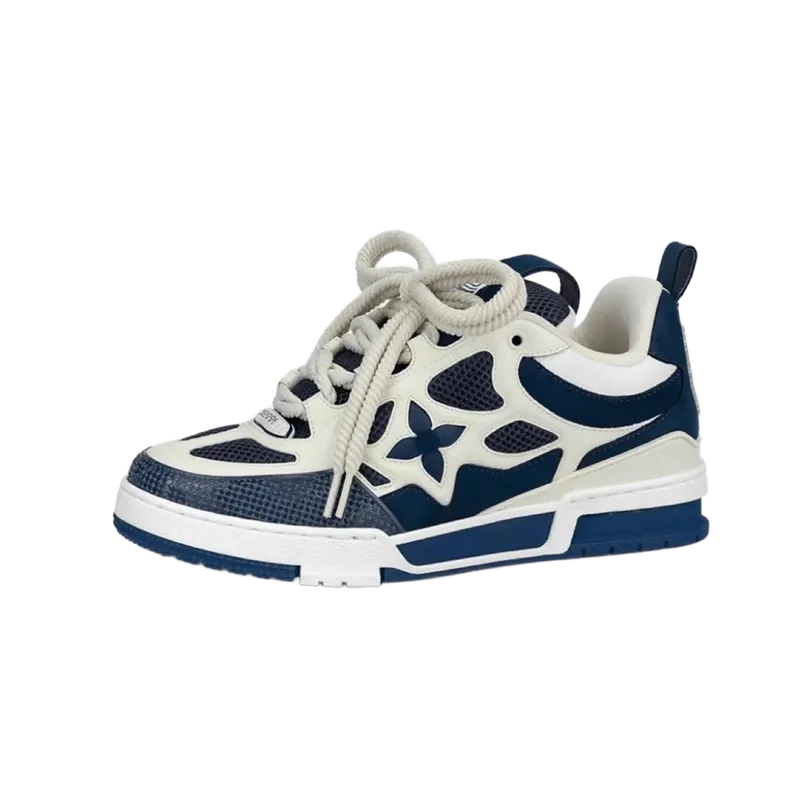 Louis Vuitton Blue White Four-Flower Sneakers, Unisex