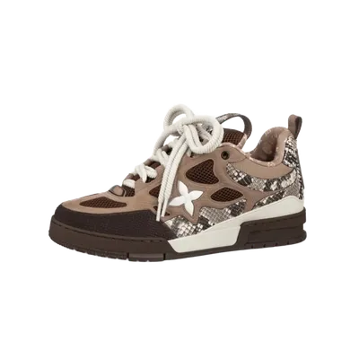 Louis Vuitton Brown Snake Print Sneakers | Unisex Street Style
