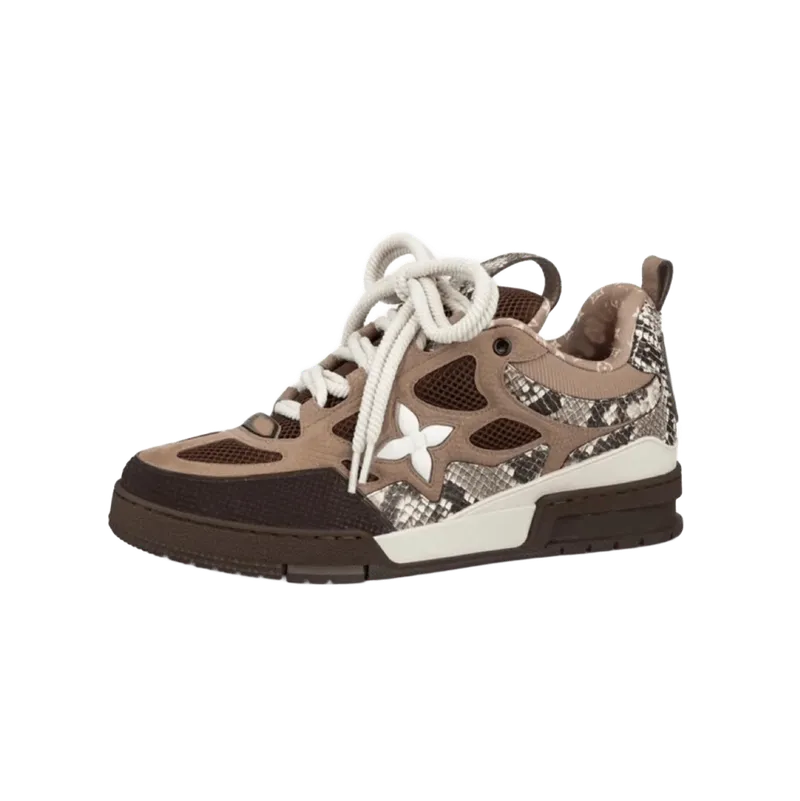 Louis Vuitton Brown Snake Print Sneakers | Unisex Street Style