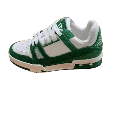 Louis Vuitton Green White Monogram Sneakers Unisex Luxury