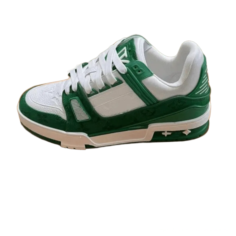 Louis Vuitton Green White Monogram Sneakers Unisex Luxury