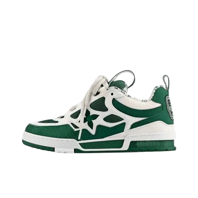 Louis Vuitton Green White Star Leather Mesh Sneakers