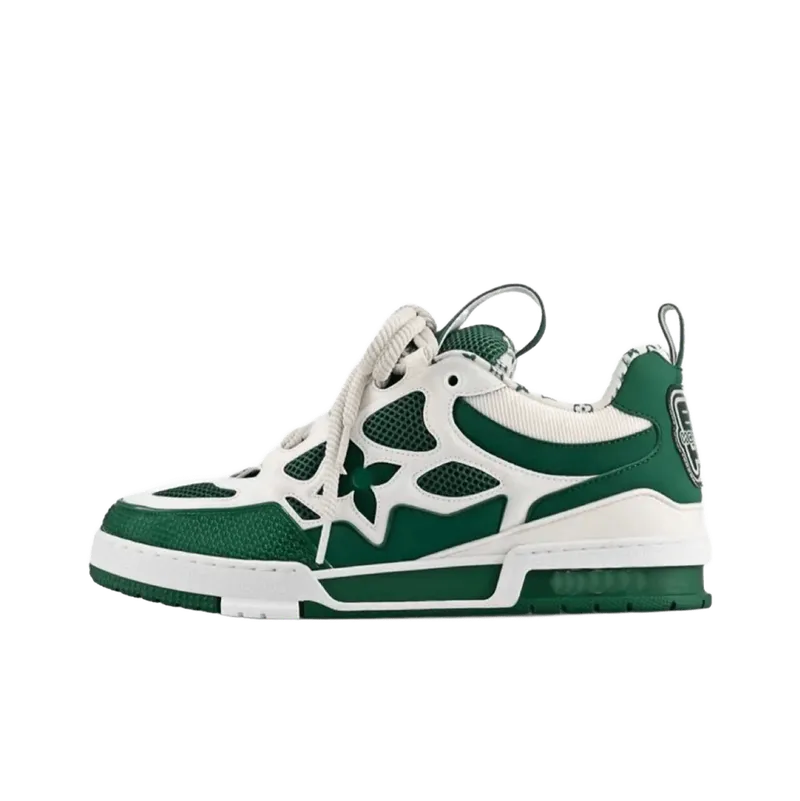 Louis Vuitton Green White Star Leather Mesh Sneakers