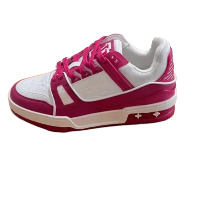 Louis Vuitton Pink White Patchwork Sneakers Unisex Luxury