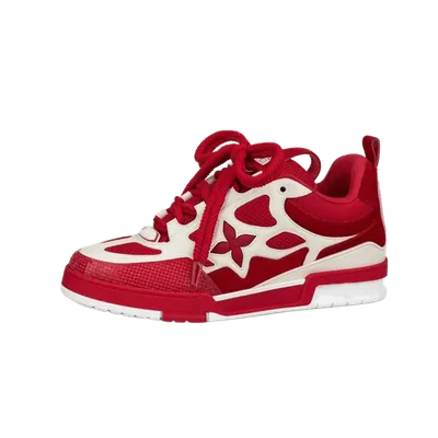 Louis Vuitton Red White Quatrefoil Geometric Sneakers