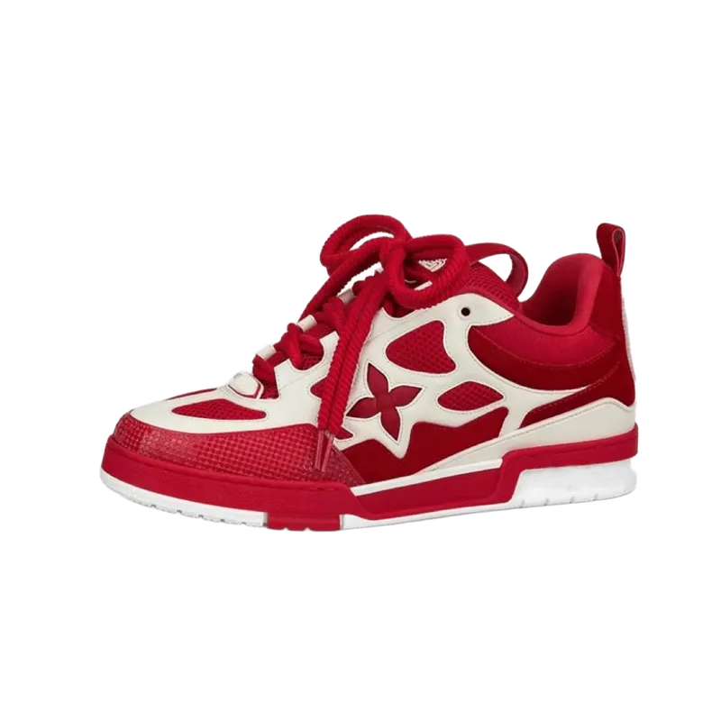 Louis Vuitton Red White Quatrefoil Geometric Sneakers