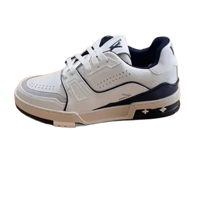 Louis Vuitton White Blue Leather Sneakers | Unisex Luxury Shoes
