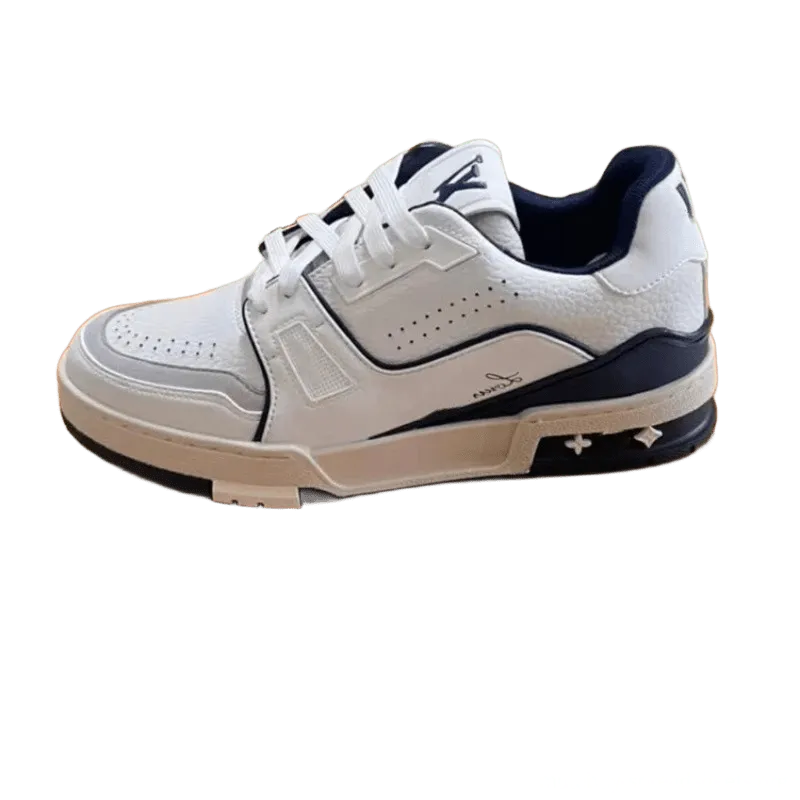 Louis Vuitton White Blue Leather Sneakers | Unisex Luxury Shoes