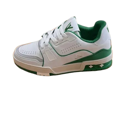 Louis Vuitton White Green Leather Unisex Sneakers