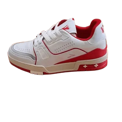 Louis Vuitton White Red Leather Unisex Sneakers