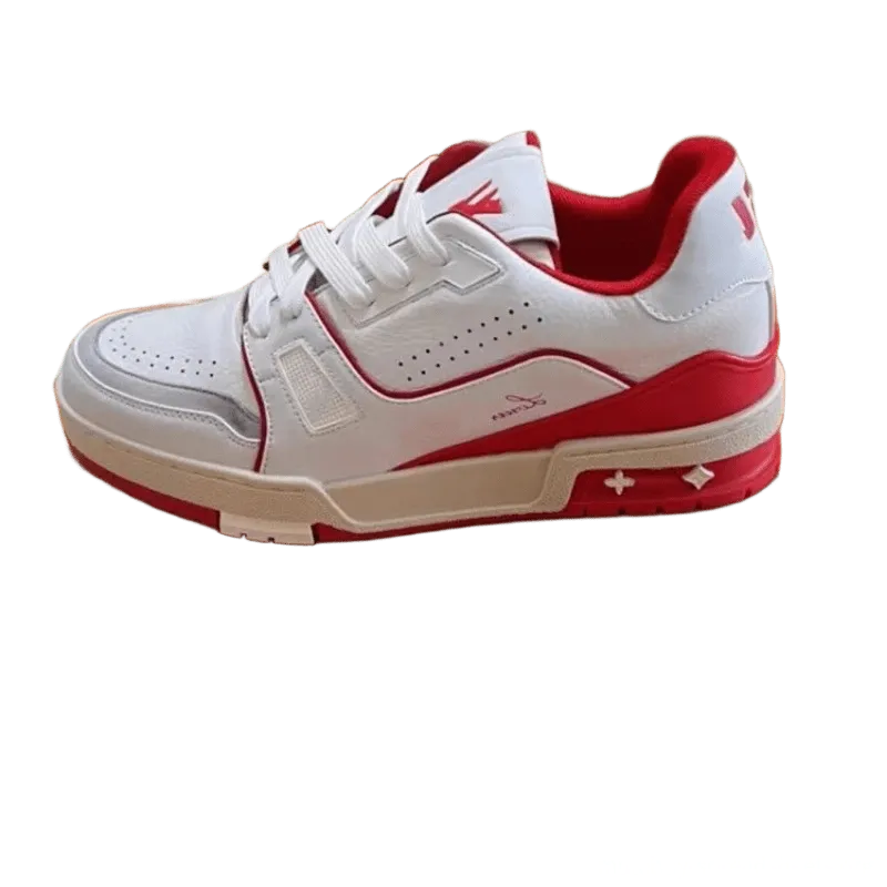 Louis Vuitton White Red Leather Unisex Sneakers