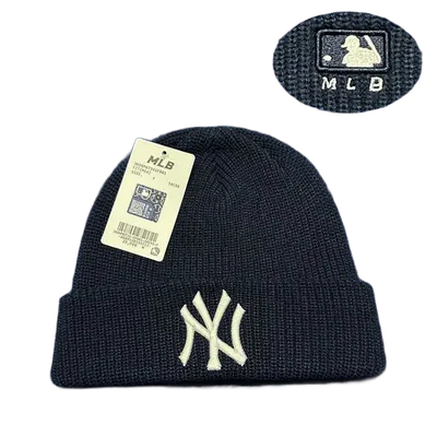 MLB NY Black Knit Beanie: Warm Unisex Winter Hat