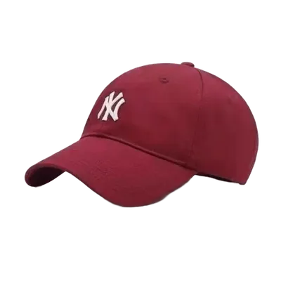 MLB NY Embroidered Wine Red Baseball Cap, Unisex Cotton