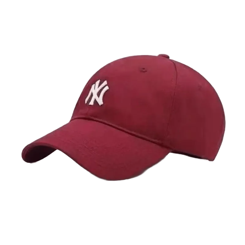 MLB NY Embroidered Wine Red Baseball Cap, Unisex Cotton