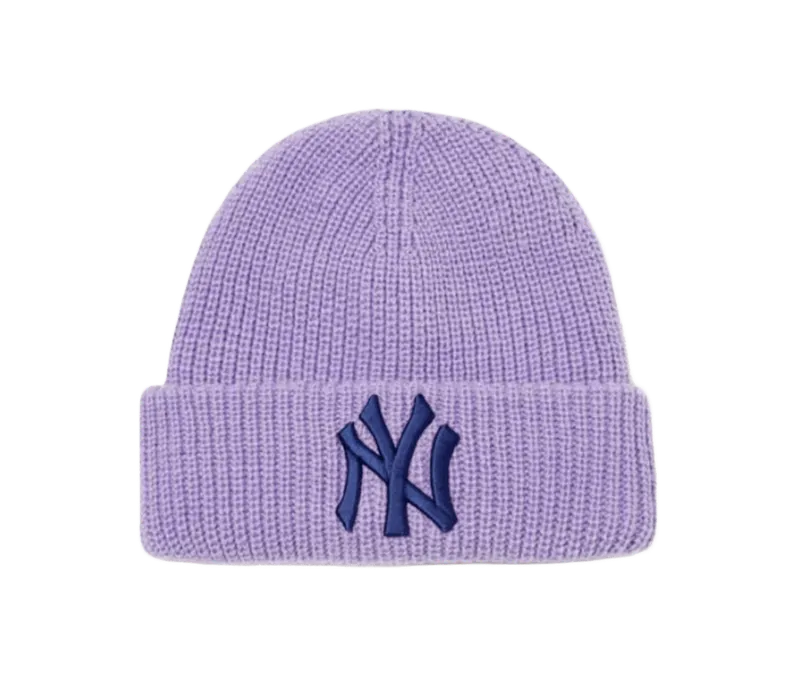 MLB NY Knit Beanie: Lavender Winter Cap, Unisex Warm Hat