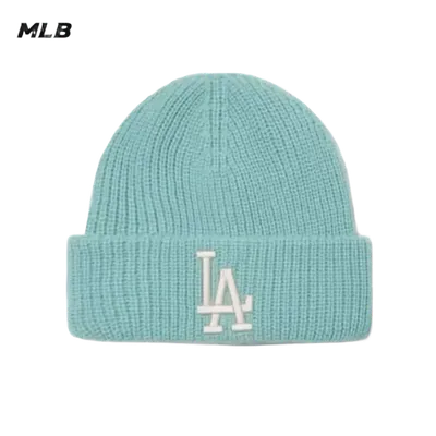 MLB Mint Green Knit Beanie - LA Logo, Unisex Winter Hat