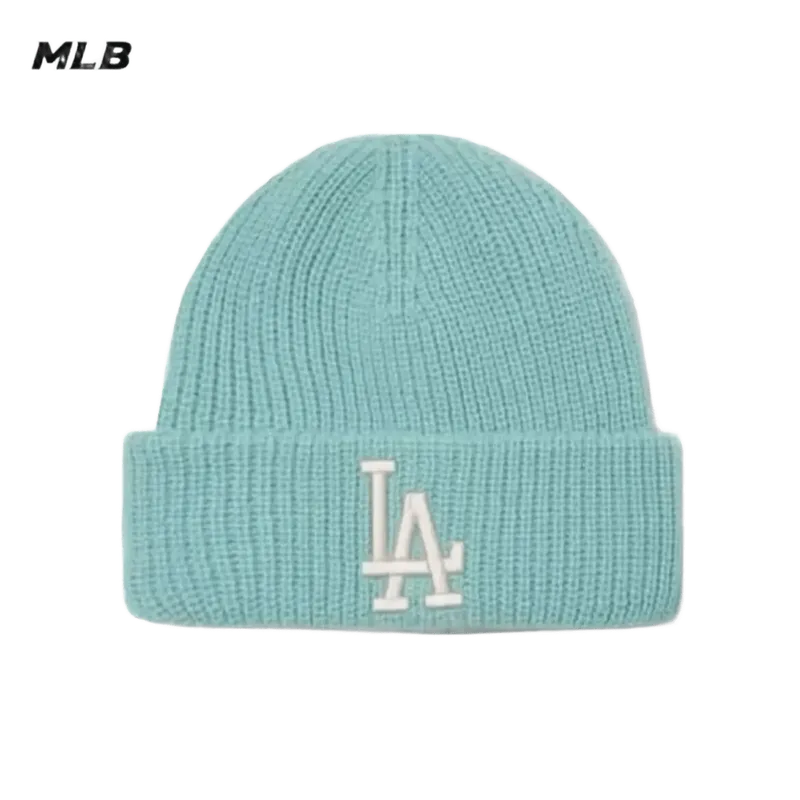 MLB Mint Green Knit Beanie - LA Logo, Unisex Winter Hat