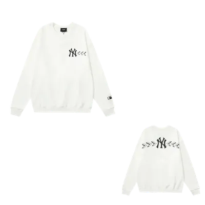 MLB NY Hoodie: White Cotton Unisex Streetwear Hoodie