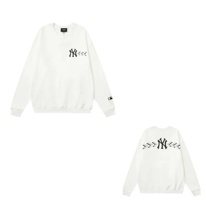 MLB NY Hoodie: White Cotton Unisex Streetwear Hoodie