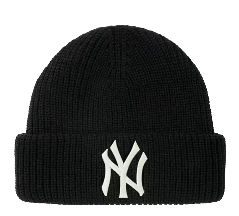 MLB NY Logo Black Knit Beanie: Winter Wool Hat Unisex