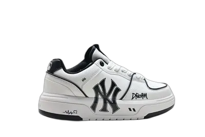 MLB White Leather Sneakers Unisex NY Logo Street Style