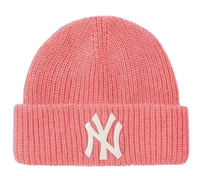 MLB Pink Knit Beanie Winter Hat NY Logo Unisex