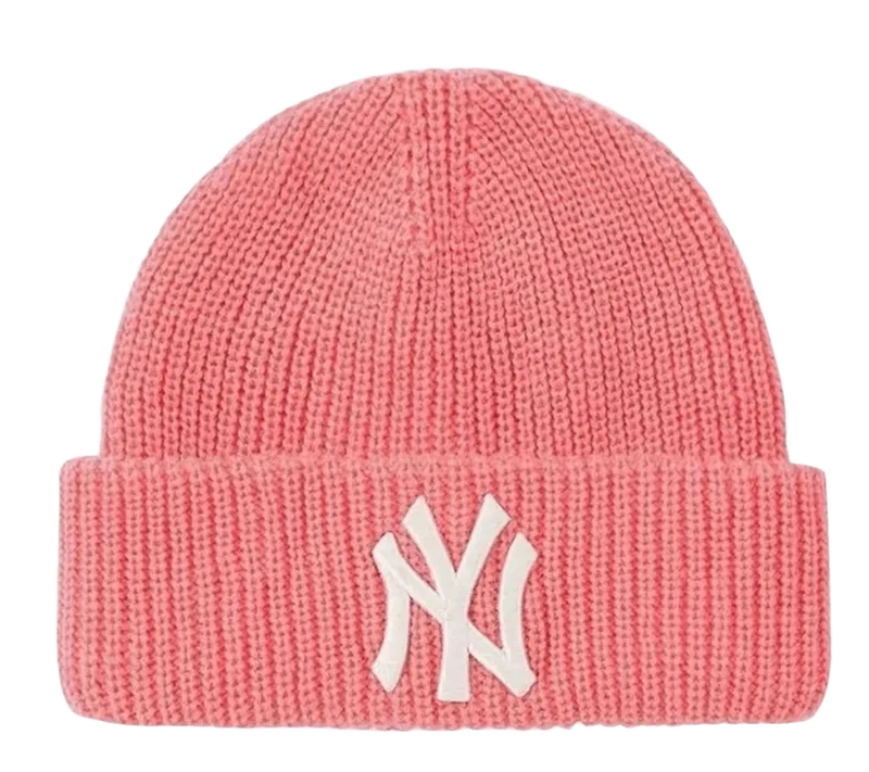 MLB Pink Knit Beanie Winter Hat NY Logo Unisex