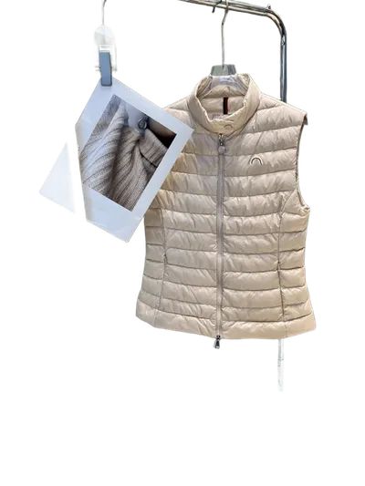 Moncler Beige Quilted Down Vest - Unisex Urban Winter Wear