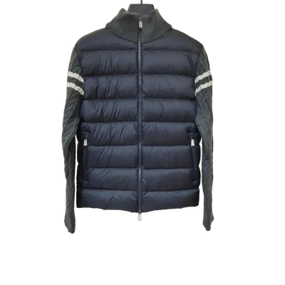 Moncler Black Down Jacket with Knit Sleeves: Unisex Winter Coat