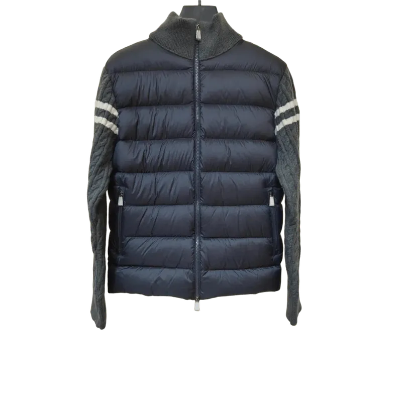 Moncler Black Down Jacket with Knit Sleeves: Unisex Winter Coat