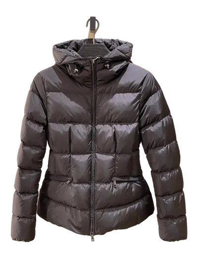 Moncler Women's Black Hooded Down Jacket: Warm & Stylish