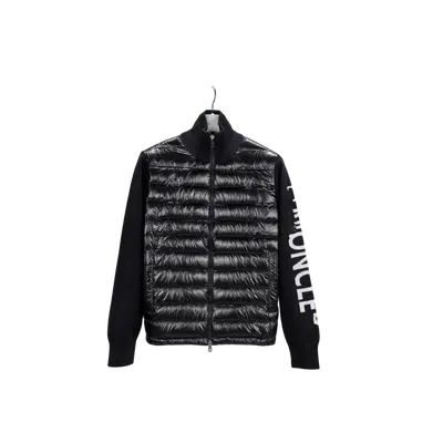 Moncler Black Knit Sleeve Down Jacket: Unisex Winter Coat