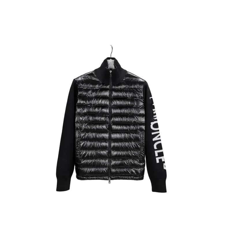 Moncler Black Knit Sleeve Down Jacket: Unisex Winter Coat
