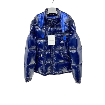 Moncler Blue Down Jacket: Hooded Winter Coat for Men & Women