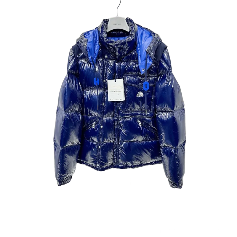 Moncler Blue Down Jacket: Hooded Winter Coat for Men & Women